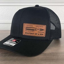 The Anatomy Of A PEW Side Leather Patch Hat Black