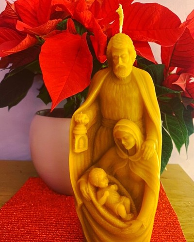 Large beeswax candle nativity - large,