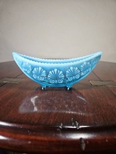 Antique Davidson Blue Pearline War Of The Roses Pressed Glass Boat Rd.212684