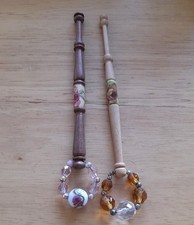 2 Wood Lace Bobbins. Wood with