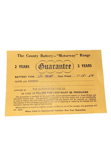 Vintage car battery - battery, guarantee