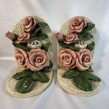 Vintage Floral Rose Bookends