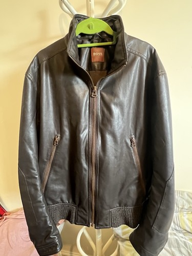 Hugo boss men leather jacket - hugo,
