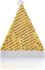 Sequin Santa Hat, Velvet Christmas Hat for Holidays,Xmas Party Fancy Dress,Gift