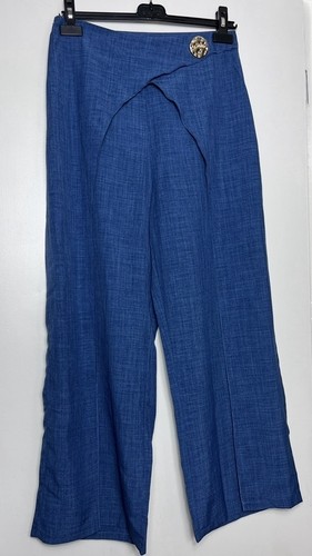 Blue faux wrap - faux, wide