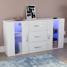 LED Sideboard 2 Door 3 Drawer Buffet Storage Cabinet Cupboard TV Unit High Gloss
