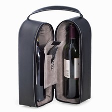 BLACK LEATHER WINE HOLDER FOR