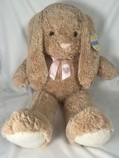 Large Bunny Rabbit Soft Toy Super Soft 28.5” Brown wearing Pink Ribbon with Tag