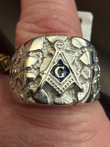 Mens silver masonic signet - silver,