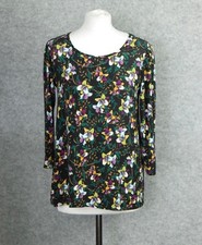 Kim & Co 3/4 Sleeve Top Black Multi Size S