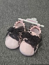 Soft Touch Baby Girl Shoes Pink Black with Bow 3-6 Months Brand New