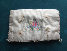 Antique French Silk Pin Needle Holder 9 inch x 5 sweetheart souvenir present