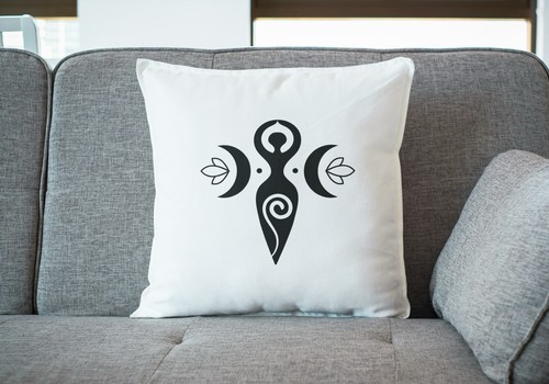 Triple moon goddess - triple, cushion