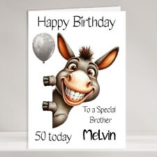 Personalised Birthday Cards for Him Man Male Friend Large A5 Funny Cute Donkey