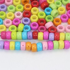 200/500pcs Acrylic Barrel Pony Beads - 8x5mm Mixed Colors for Kids Crafts &Kandi