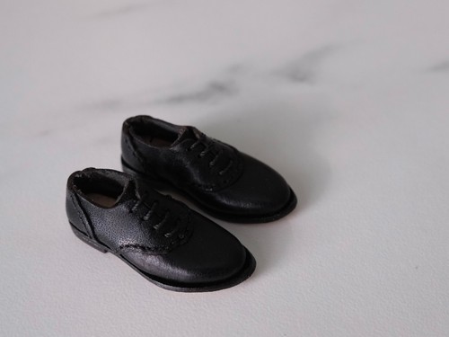 Mini doll black leather brogue - leather,