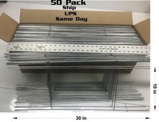 50 Double H-FRAME Wire Step Stakes 10x24 in x 9ga Galvanized Yard Signs Stake 