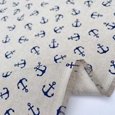Nautical Sea Beaches Cotton Rich Linen Look Curtain Furnishing Upholstery Fabric