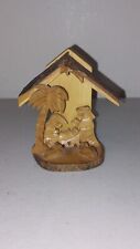 Wooden Nativity Display Jesus in manger carved  #B5