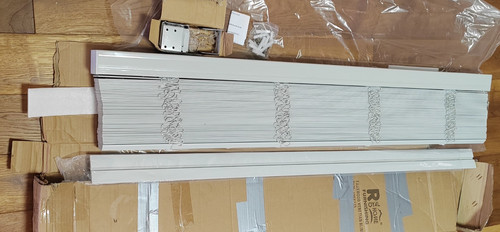 Grey faux wood venetian - wood,