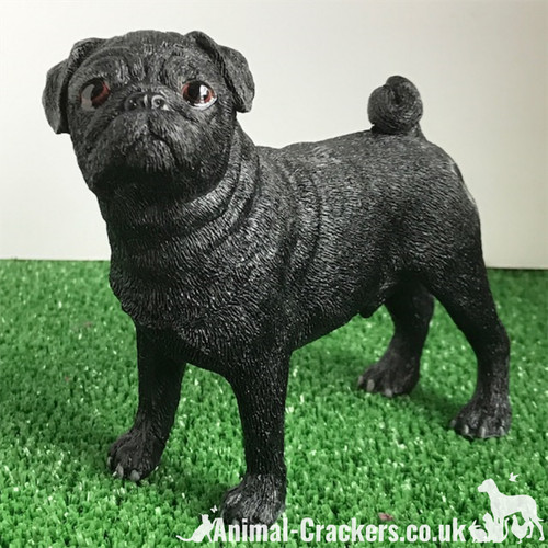 Black standing pug - standing, ornament