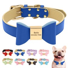 Personalised Dog Collar Padded Leather Anti-lost Custom Engraved Metal Buckle