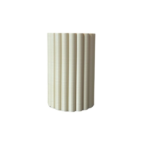 Ribbed vase beige small tube - ribbed,