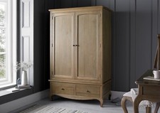 Solid Oak Wooden French Style Loire 2 Door 2 Drawer Wardrobe by Time4Sleep New