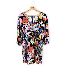 Ladies Black Patterned V Neck