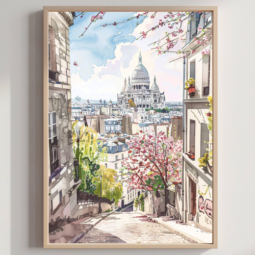 Montmartre paris watercolor - montmartre,