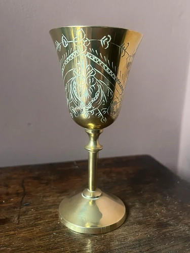 Vintage brass etched - vintage, wine