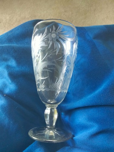 Antique juice glass etched - juice,