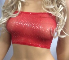 Red Net Mesh Boob Tube Top See