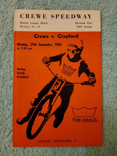 Crewe speedway prog 1969 - speedway, prog.