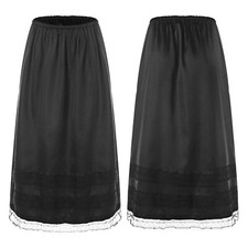Women Half Slip Lingerie Lace Underskirt Long Petticoat Extender with Lace Trim
