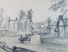 Pencil Drawing, 'Boat on the Canal', Bernard McMullen (1952-2015)