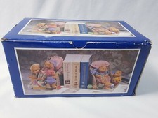 Teddy Bear Grandpa & Grandma  Bookends Colourful painted pottery CLB Libraries