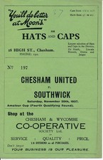 Chesham United v Southwick (FA Amateur Cup) 1937/1938 - PRE-WAR 