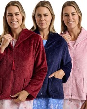 Marlon Ladies Bed Jacket Swirl Fleece Cosy Warm Soft Zip Bedjacket