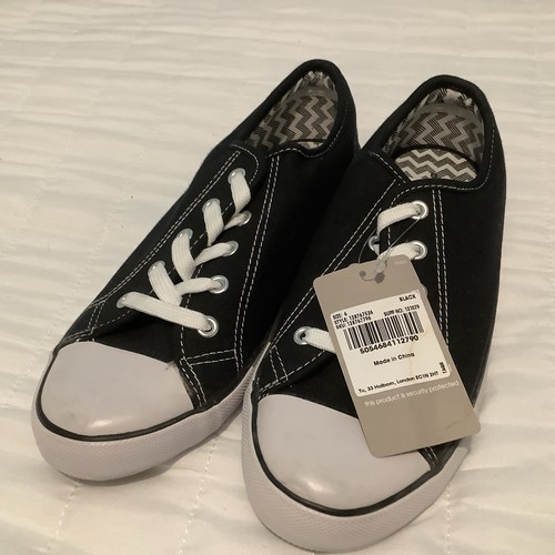 Black white canvas plimsole - tu,