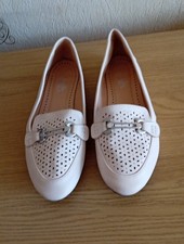 Wallis Cream Moccasin Shoes with Buckle Detail UK Size 5
