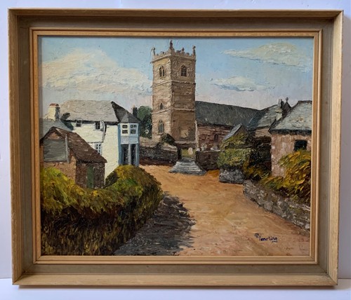 Vintage oil painting cornish - oil,