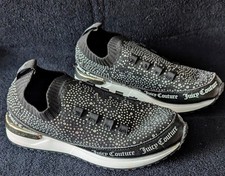 JUICY COUTURE  SHOES Black, Silver W/ RHINESTONES BELLAMY 6.5 Women's 