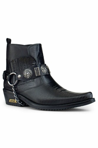 Men black leather goth - men's,