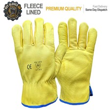 Yellow leather driver gloves - leather,