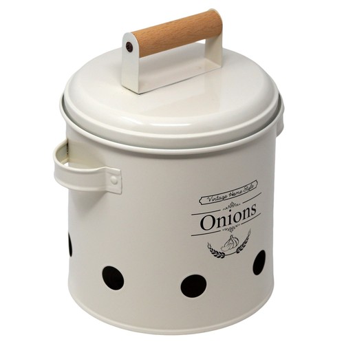 Metal onion storage container - onion,