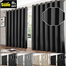 Thermal Thick Blackout Curtains Ready Made Eyelet Ring Top Curtain Pair Tiebacks