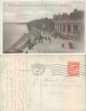 The Colonnade and Rock Gardens North Shore Blackpool 1929 postmark Cities Towns