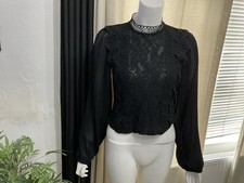 Reserved Women’s Blouse Victorian Black Lace Size Small