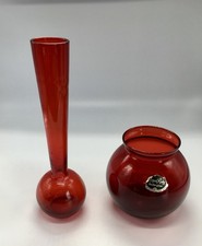 2Pc Vintage Ruby Red Anchor